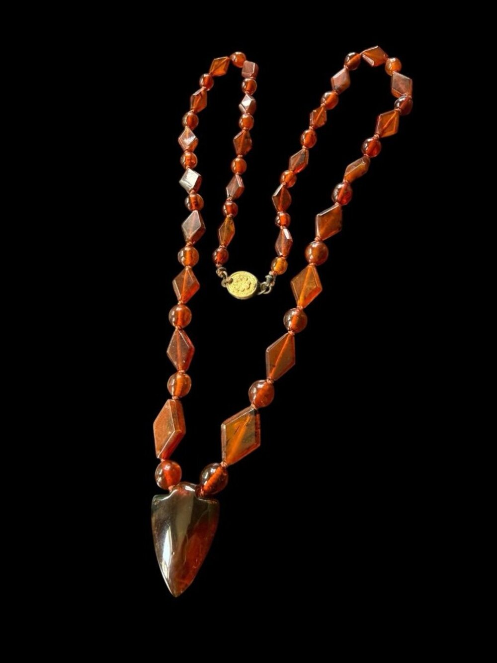 Geometric Art Deco Amber Necklace Genuine Old Vintage Graduated Bead Strand